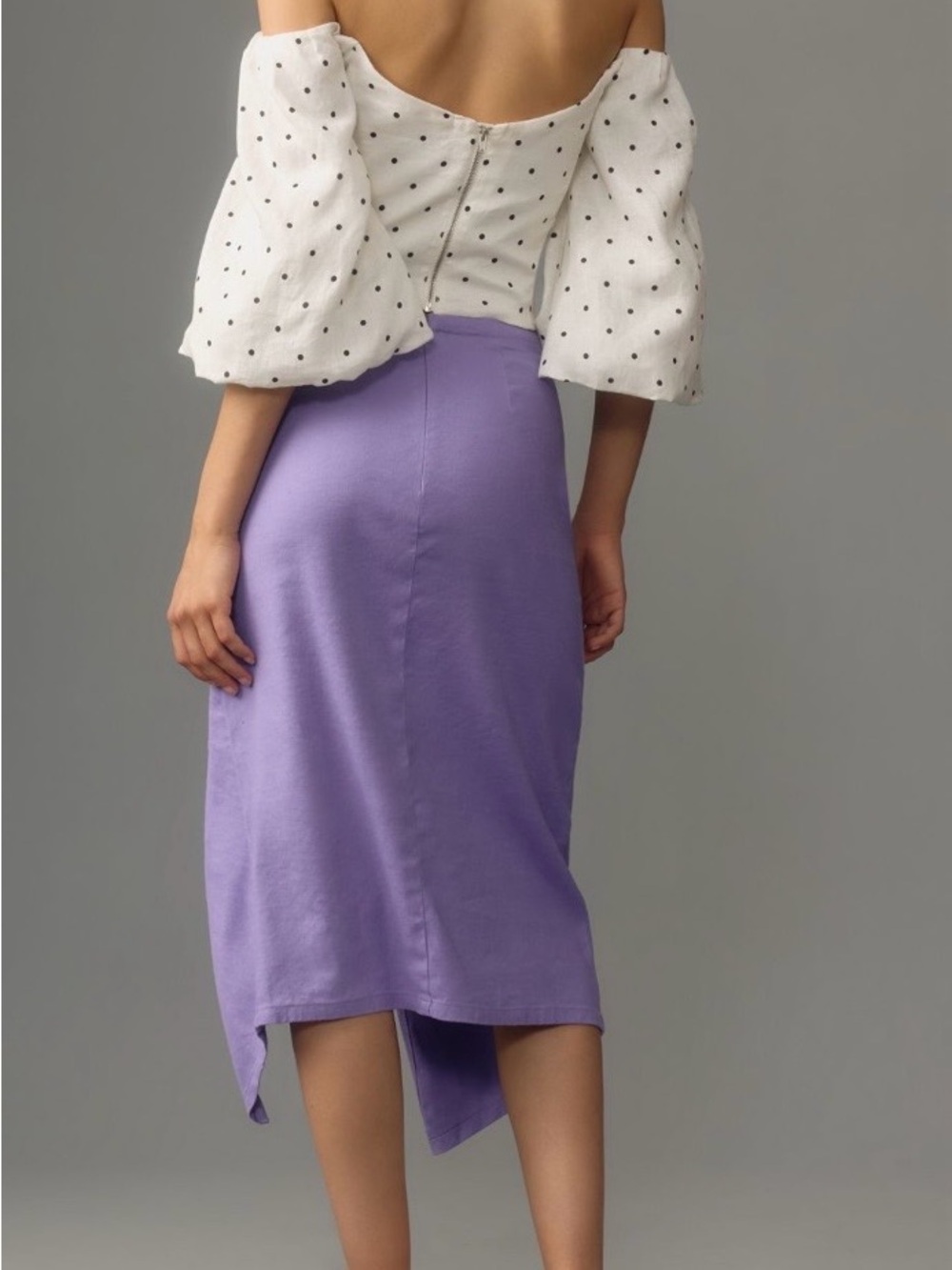 Anthropologie Ruched side slit linen midi skirt - Picture 2 of 8